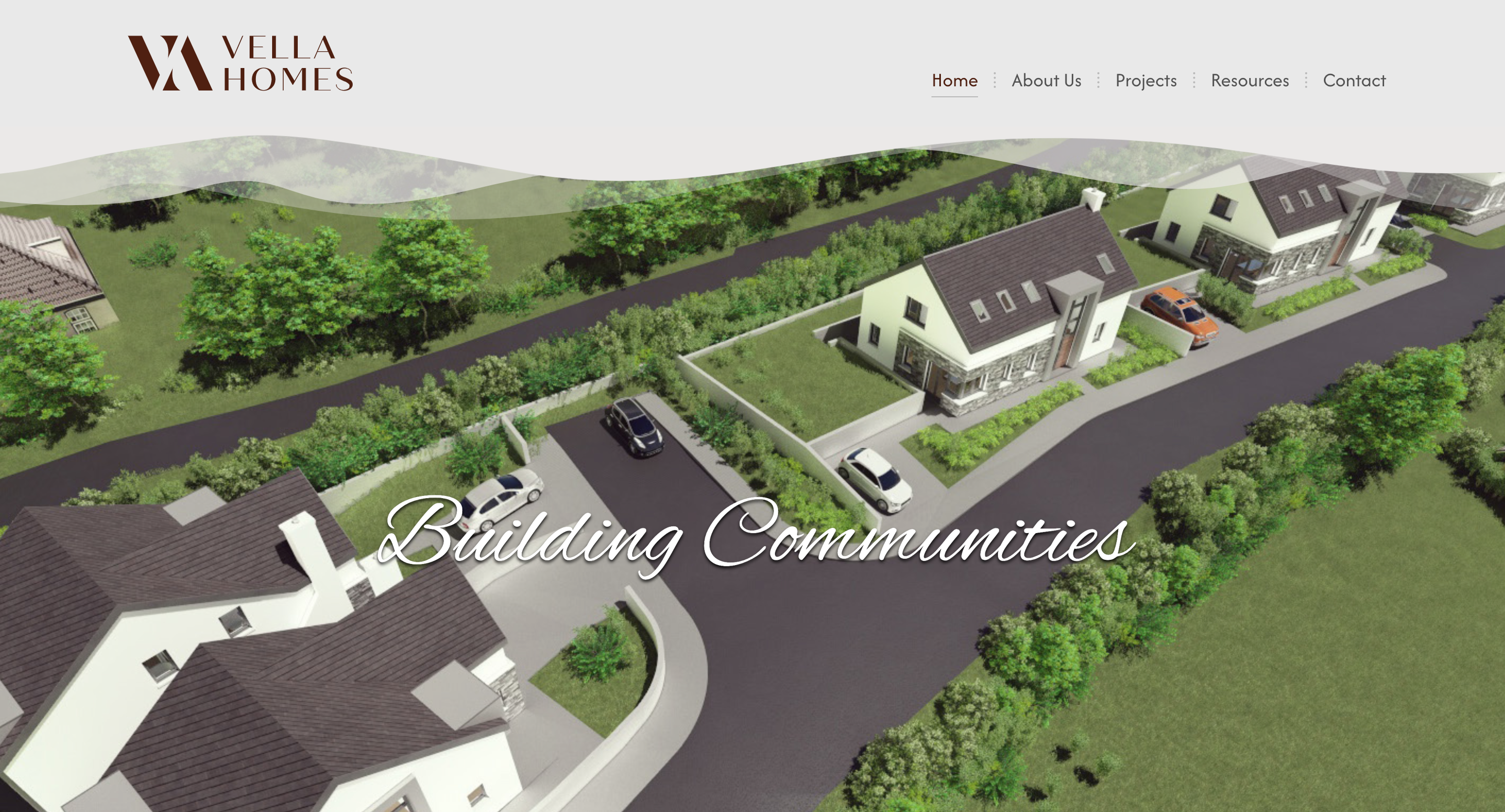 Vella Homes website screenshot